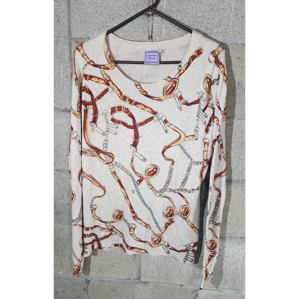 Michelle Nicole Long Sleeve Crew Neck Women's Lightweight Top Size M